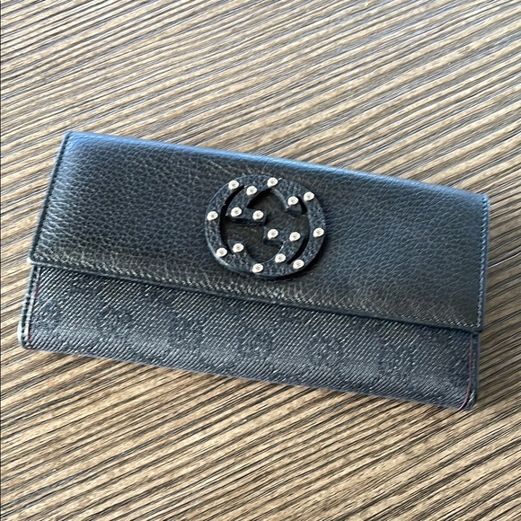 Gucci Soho Black Leather and canvas long Wallet - Picture 1 of 12